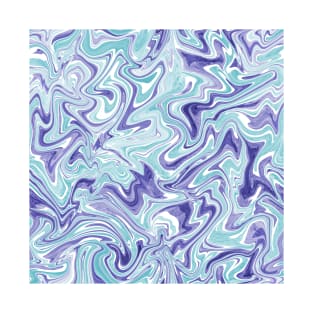 Very peri and ice blue liquify marble texture, purple and blue liquid art T-Shirt