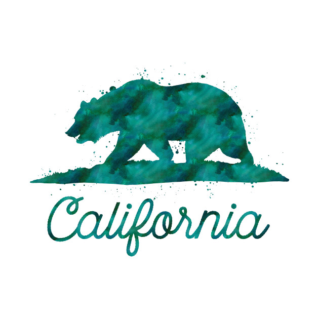 Green Watercolor California State Flag Bear Green Watercolor California State Flag Bear