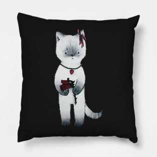 coquette cat illustration valentine&amp;#39;s day wilted rose coquette Pillow