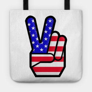 USA Peace Sign Hand Gesture Tote