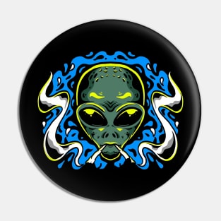 Alien smoking blue Pin