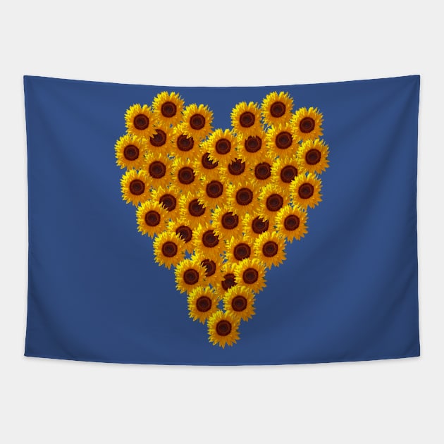 Love a Sunflower Heart on Valentines Day Tapestry by ellenhenryart