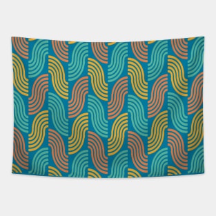 Colorful 70's Vibes (blue background) Tapestry
