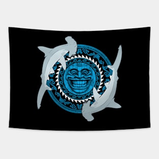 Hammerhead shark tiki totem Tapestry