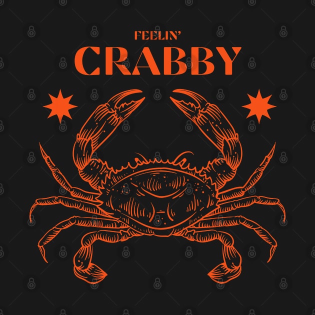 'Feelin' Crabby' Crab Pun Funny Design by sticksnshiz