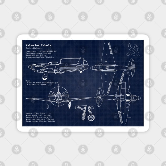 Yakovlev Yak1m Blueprint Magnet by Aircraft.Lover