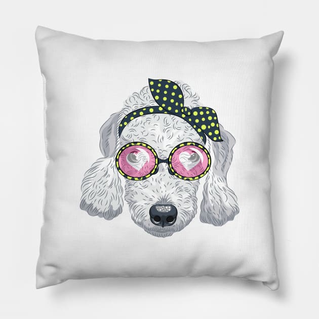 Hipster dog Bedlington Terrier Pillow by kavalenkava