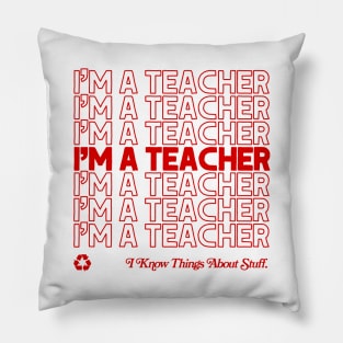 I'm A Teacher, I Know Things About Stuff /// Original Design! Pillow