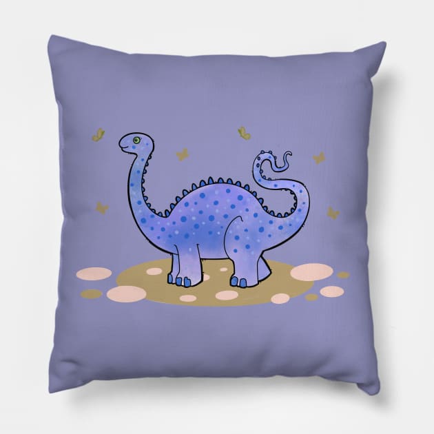 cute blue baby dinosaur Pillow by weilertsen