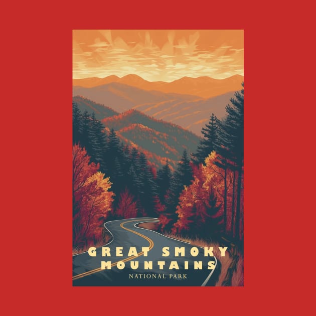 Great Smoky Mountains national park travel poster by GreenMary Design