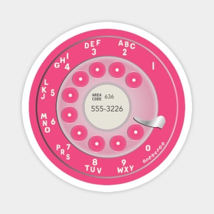 Pink Retro Rotary Phone Dial Magnet