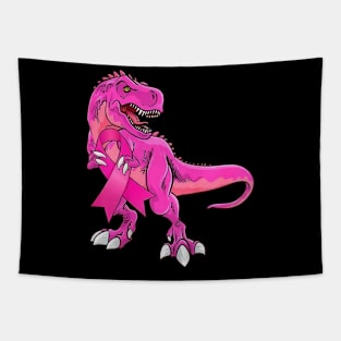 T-Rex Dinosaur Pink Ribbon Breast Cancer Awareness Tapestry