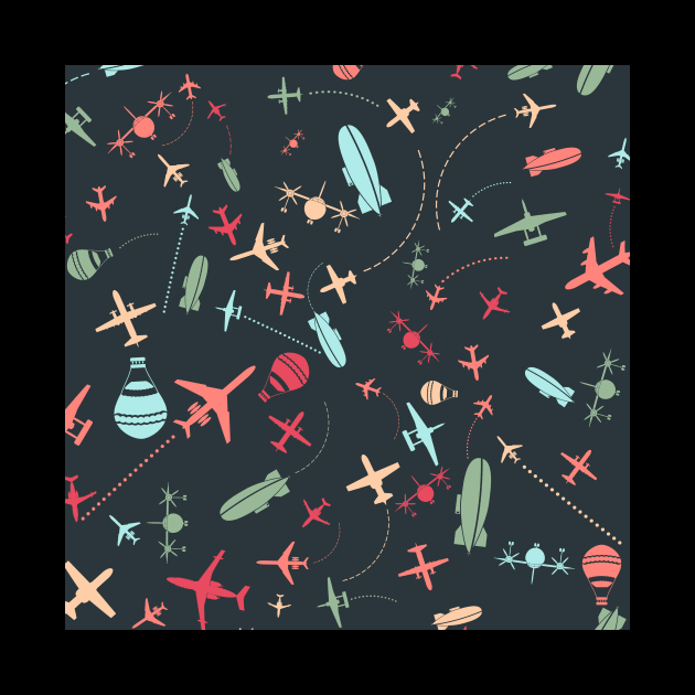 Black Airplane and Aviation Pattern by parazitgoodz