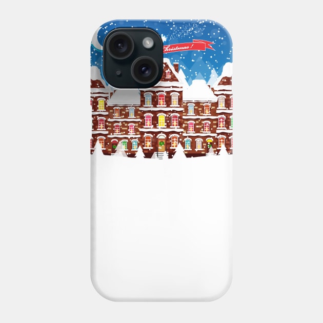 Winter Christmas city street Phone Case by creativityrunsfree