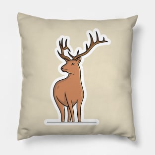 Beautiful Deer with Antler Horn Sticker vector illustration. Animal nature icon concept. Wildlife animal deer sticker design logo with shadow. Pillow