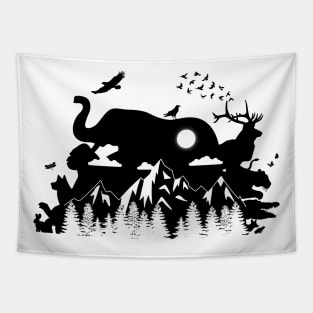 Nature Silhouette Design Tapestry