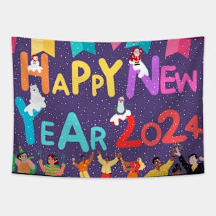 Merry christmas and happy new year 2024 Tapestry