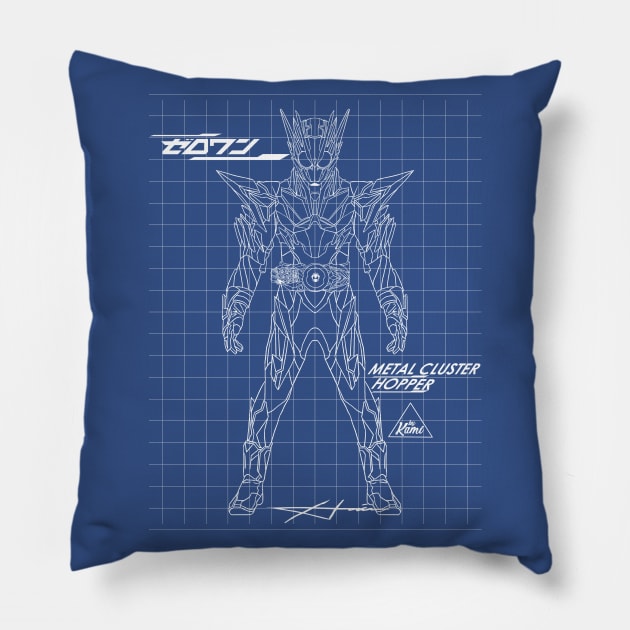 Metal Cluster Hopper Blueprint Pillow by Hamimohsin