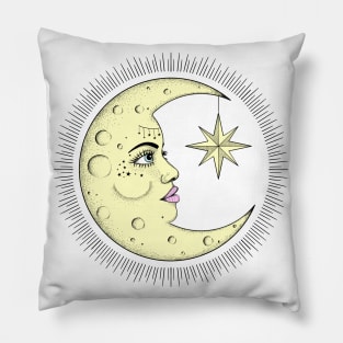 The Moon Vintage Look in Pastel Color Pillow