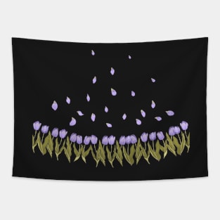 Violet tulips over deep purple background Tapestry