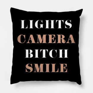 Lights Camera And Smile Pillow