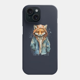 Fox watercolor wearing jacket Phone Case
