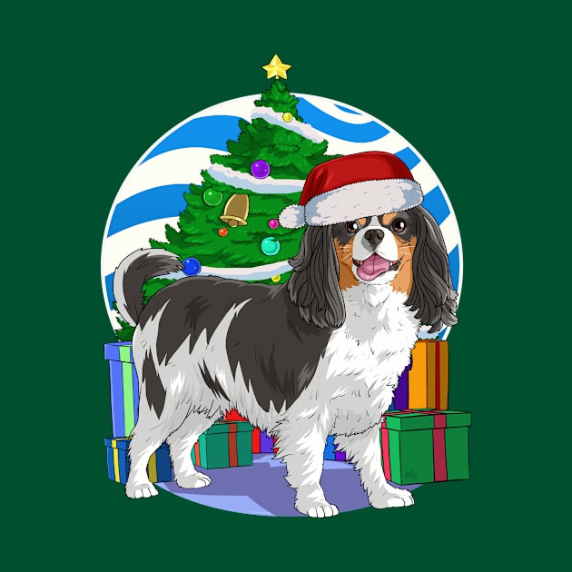 Cavalier King Charles Spaniel Cute Santa Christmas Gift by Noseking