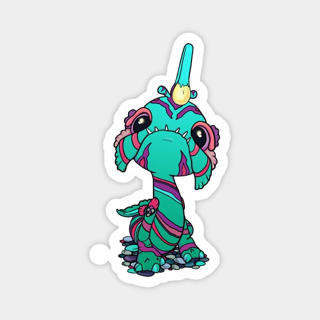 Teal Toothy Baby Sea Monster Magnet by Bitty Bitey Ones