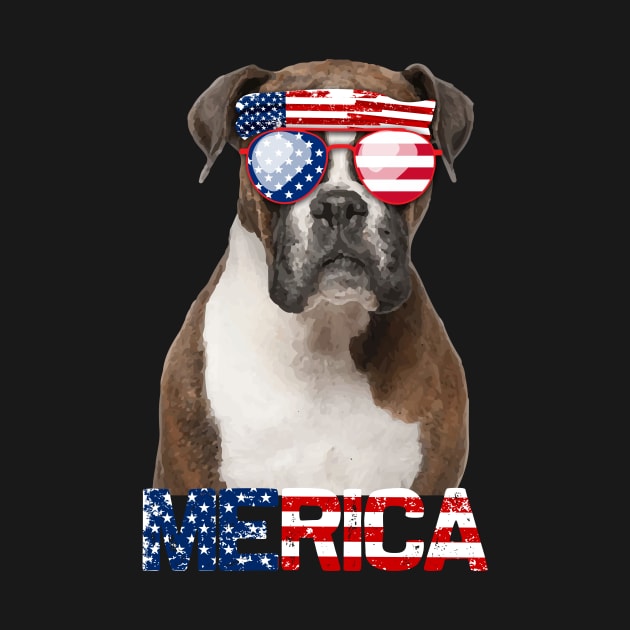 Merica Boxer Dog American Flag 4Th Of July by jrgenbode