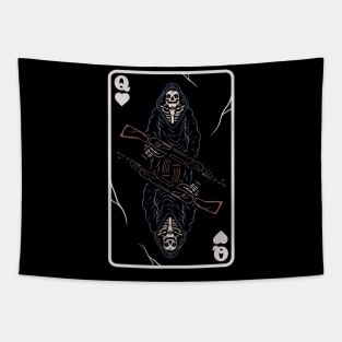 Gun and skull Tapestry