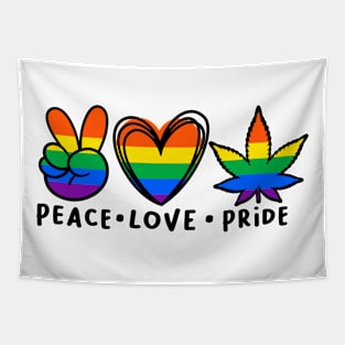 Peace Love Pride Gay Rainbow Tapestry