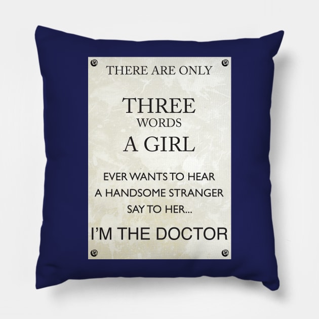 3 Words, I'm The Doctor Pillow by sophiedoodle