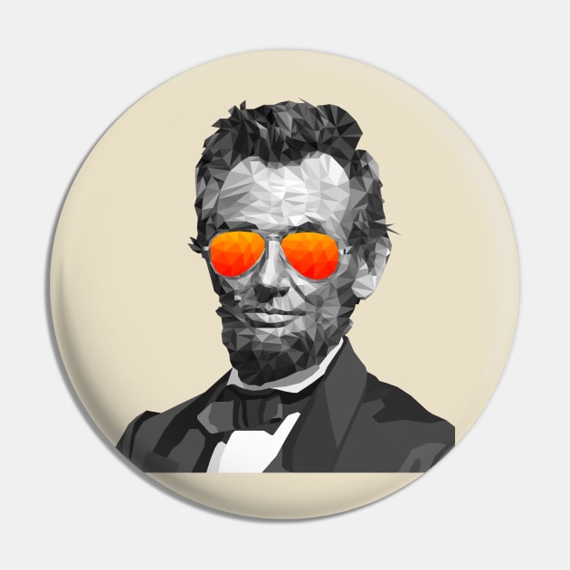 Low Poly Abe Lincoln with Sunglasses Pin by SchaubDesign