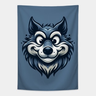 Crazy Wolf Funny Tapestry