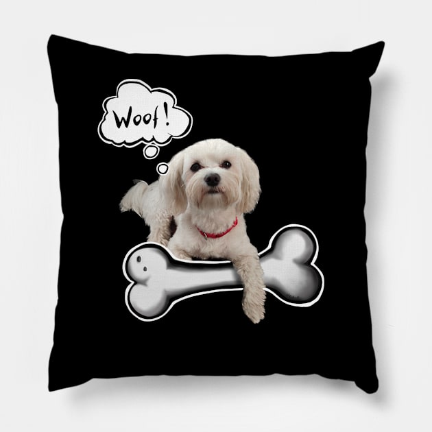 Maltese funny Pillow by HeArtTatttoo