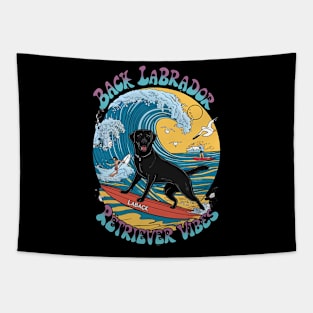 The Surfing Pup Black Labrador Retriever Tapestry