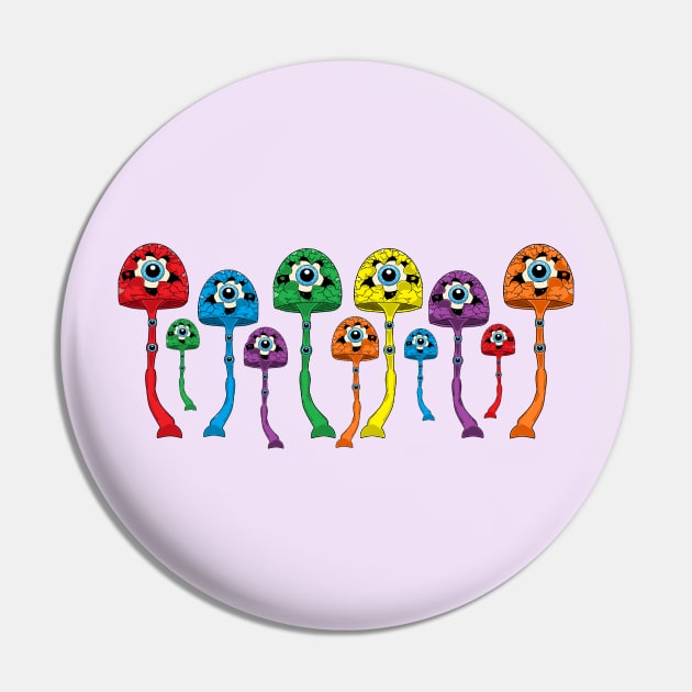 Magic Mushrooms In Color Pin by Zenferren