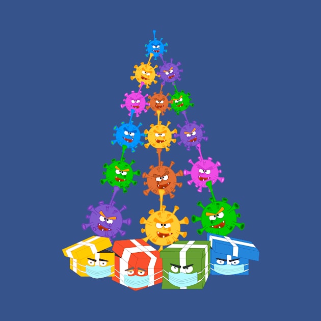 A Funny Pattern In The Form Of A Christmas Tree With Gifts, COVID-19 , Coronavirus Masks Is Ideal For The Whole Family. Merry Christmas And A Happy New Year by Kallin (Kaile Animations)