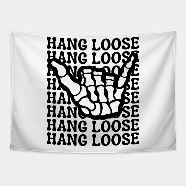 Hang Loose Skeleton Shaka Hand Tapestry by Downtown Rose