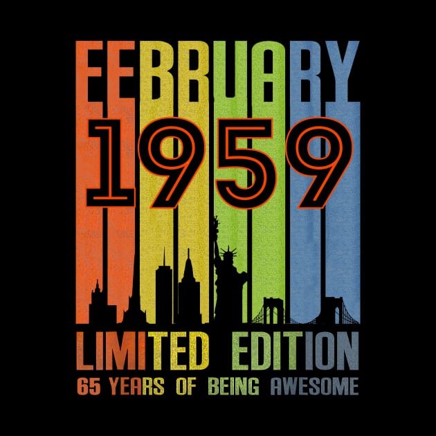 February 1959 65 Years Of Being Awesome Limited Edition by Red and Black Floral