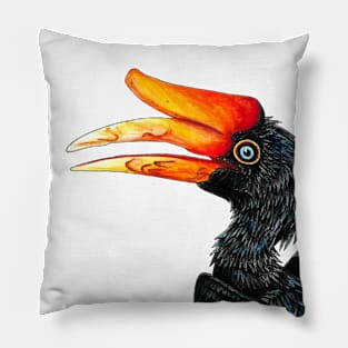 Rhinoceros hornbill bird Pillow