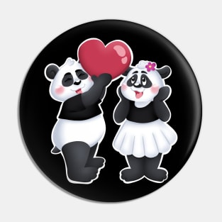 Cute Panda Couple Happy Valentine's Day Pin
