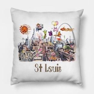 Saint Louis  Crazy City Life POP ART Pillow