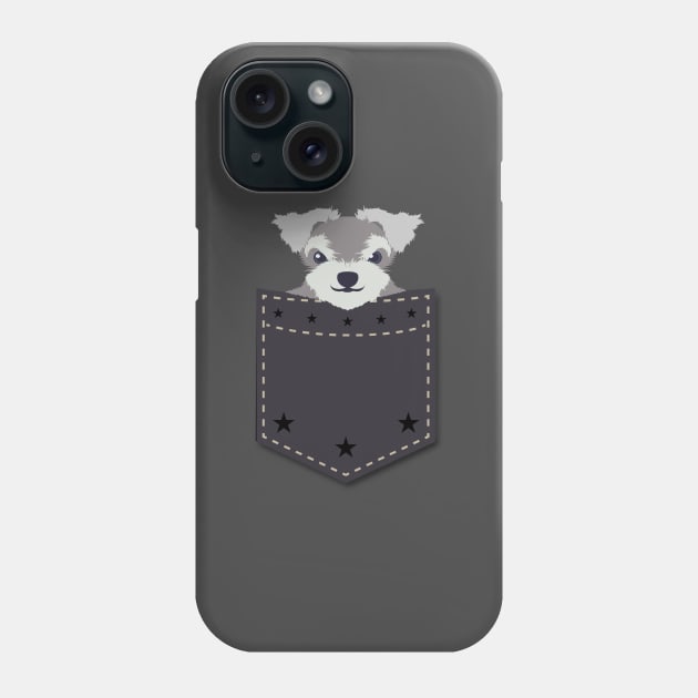 Schnauzer in Your Pocket T Shirt for Men Women and Kids Phone Case by HopeandHobby