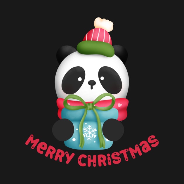 Cute Panda Merry Christmas by JanesCreations