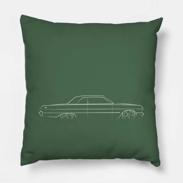 1963 Chevy Impala - profile stencil, white Pillow by mal_photography