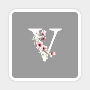 Letter V Monogram With Cherry Blossoms Magnet