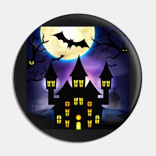 Haunted castle in the dark night Pin