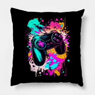 Video Games Gamer Controller Graphic Graffiti Art - Holiday Gift Pillow