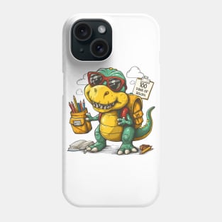 100 days of school T-Rex With Glasses Phone Case